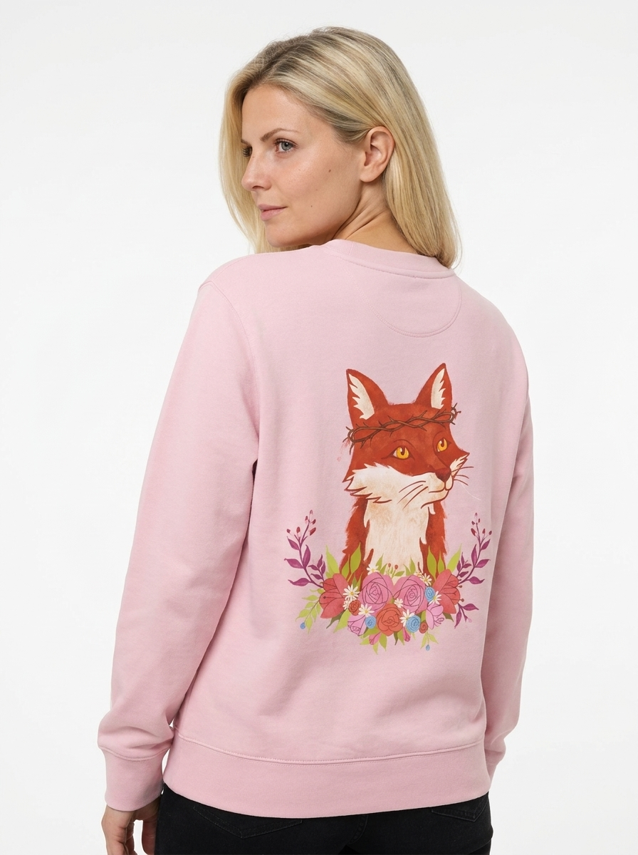 Devoted Fox Unisex-Sweatshirt, Rosa Rückansicht