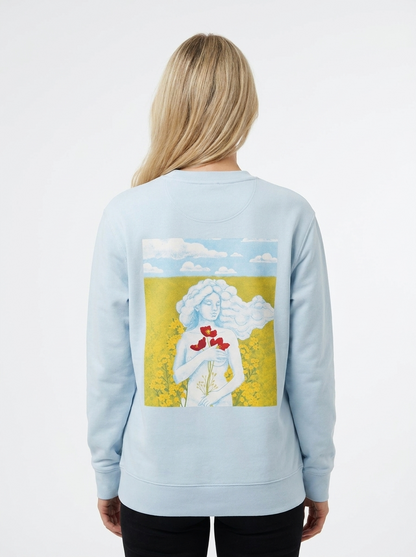 Dreamer Girl Unisex-Sweatshirt in Eisblau, Rückansicht