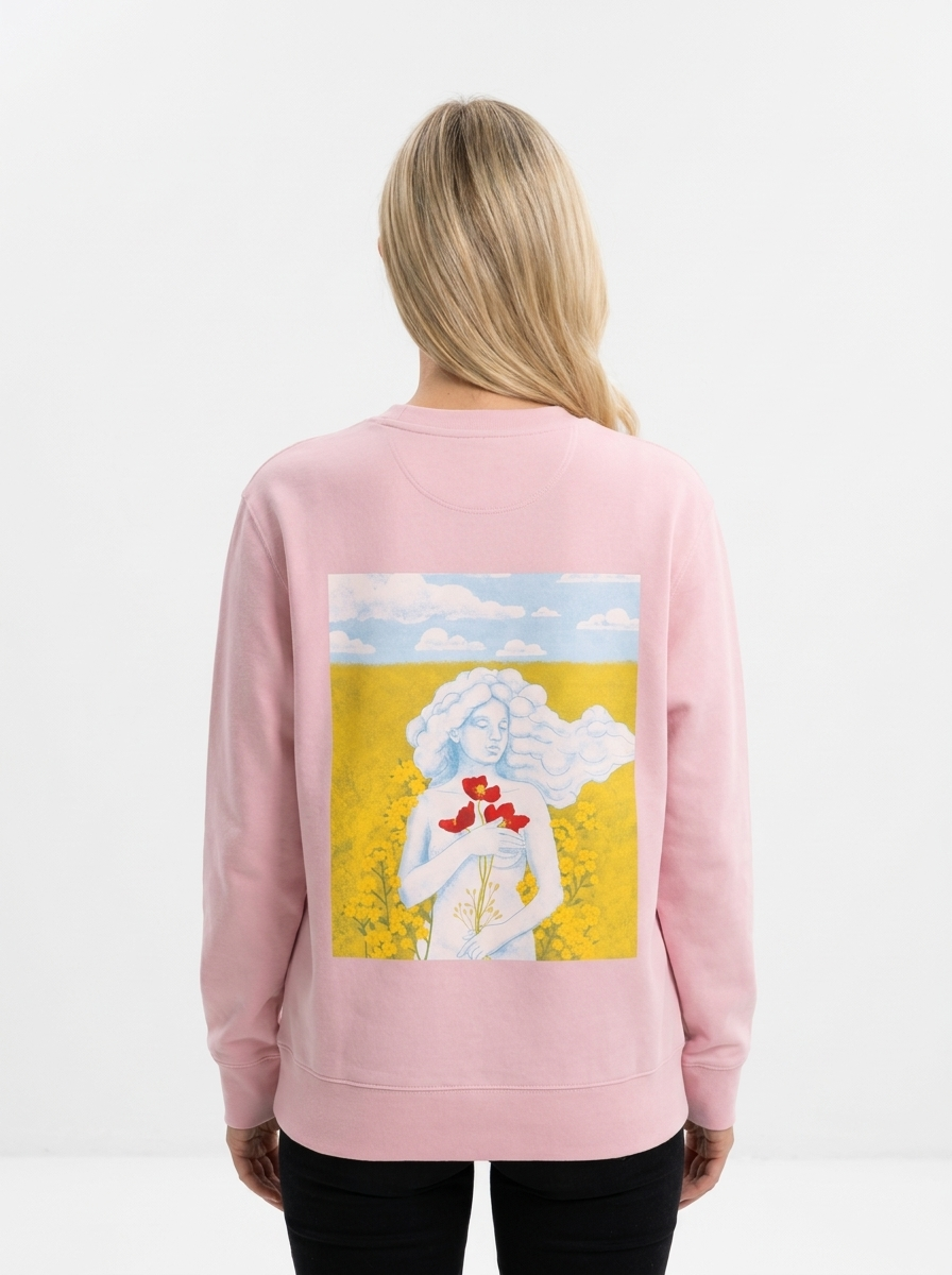 Dreamer Girl Unisex-Sweatshirt in Baumwollrosa, Rückansicht