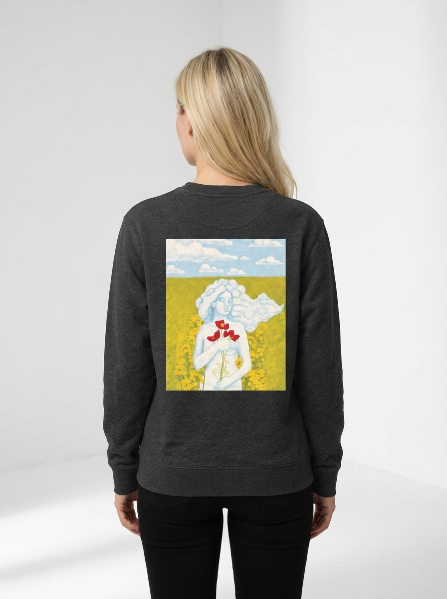 Dreamer Girl Unisex-Sweatshirt in Dunkelgrau meliert, Rückansicht