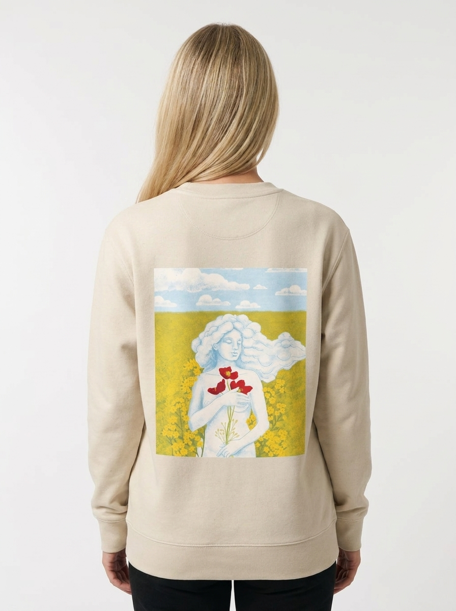 Dreamer Girl Unisex-Sweatshirt in Natur, Rückansicht