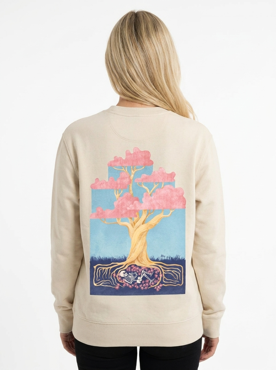 Tree of Life Unisex-Sweatshirt in Natur, Rückansicht